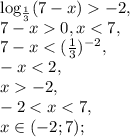 \log_{ \frac{1}{3} }(7-x)-2, \\ 7-x0, x