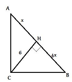 Высота прямоугольного треугольника, проведенная к гипотенузе, равна 6 см и делит гипотенузу на отрез