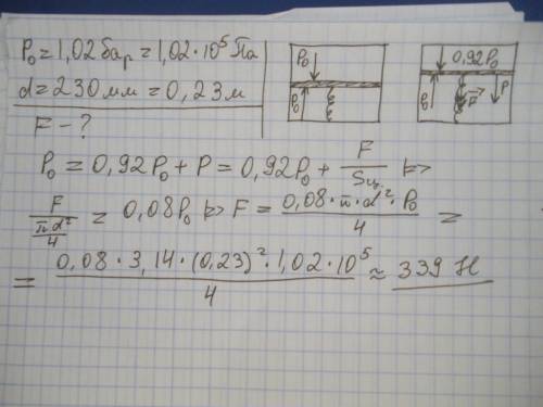 Циліндр діаметром d=230 мм щільно закритий у цьому розміщено поршень який закріплено до пружини ( вв