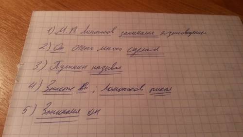 Найдите правильные варианты выделения грамматических основ в предложениях текста: 1.м.в. ломоносов(о