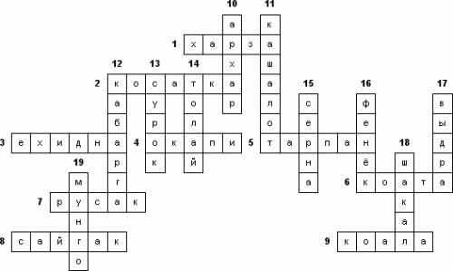 Составьте кроссворд на тему животные 6 класс с вопросами и ответами