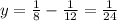 y= \frac{1}{8} - \frac{1}{12} = \frac{1}{24}