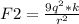 F2= \frac{9 q^{2}*k }{ r^{2} }