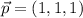 \vec p = (1,1,1)