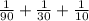 \frac{1}{90} + \frac{1}{30} + \frac{1}{10}