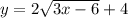 y = 2 \sqrt{3x-6} + 4