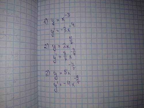 Производные функций y=x^-3 y=2x^4/7 y=5x^-4/5