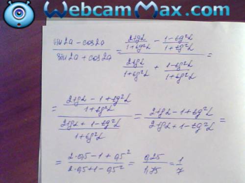 Sin2a-cos2a/sina2a+cos2a, если tga=0,5