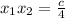 x_1x_2=\frac{c}{4}