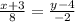 \frac{x+3}{8} = \frac{y-4}{-2}