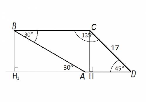 Найдите боковую сторону ab трапеции abcd если углы abc и bcdравны соответсвенно 30градусов и 135 гра