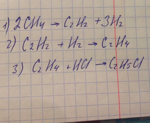 Ch4-c2h2-c2h4-c2h5cl-cl2h5oh-c2h4-c2h2-co2 кто-нибудь решить цепочку