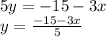 5y=-15-3x \\ y= \frac{-15-3x}{5}