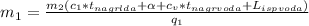 m_{1}= \frac{m_{2}(c_{1}*t _{nagrlda} + \alpha +c _{v}*t_{nagrvoda}+L_{ispvoda}) }{q _{1} }