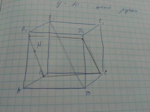 Дано abcd - куб м принадлежит аа(1)в(1)в построить сечение проходящее через м параллельное b(1)d
