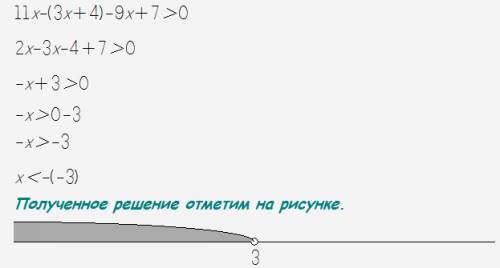 11х-(3х+4)> 9х-7 решить неравенство