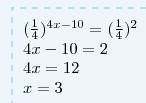 Найдите корень уравнения: (1/4)^4x-10 = 1/16