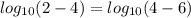 log_{10}(2-4)=log_{10}(4-6)