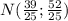 N( \frac{39}{25}; \frac{52}{25})