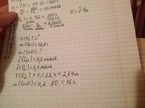какой объем (л, н.у) кислорода необходим для полного окисления 12.8 г меди и сколько граммов оксида