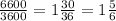 \frac{6600}{3600} =1 \frac{30}{36} =1 \frac{5}{6}