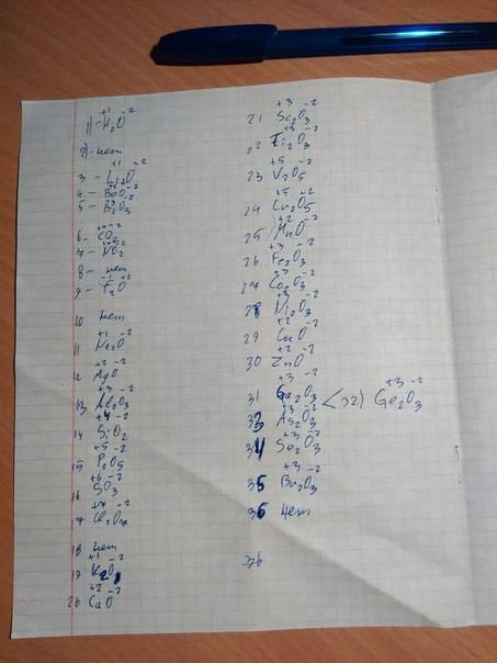 Составить соединение 1 -36 элементов в таблице с кислородом и уровнять