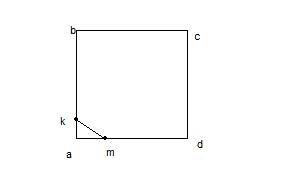 На сторонах ab и ad квадрата abcd отмечены точки k и m. точка kделит сторону ab в отношении 1: 4, сч