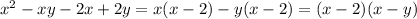 x^2-xy-2x+2y=x(x-2)-y(x-2)=(x-2)(x-y)