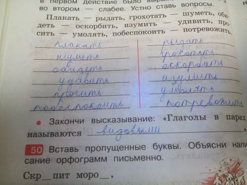 Закончить высказывание глаголы в парах называются?