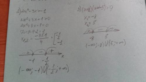 Решите нужно) x ^2-6x+c> 0 2x^2+3x> -1 (x+8)*(x-5)> 0