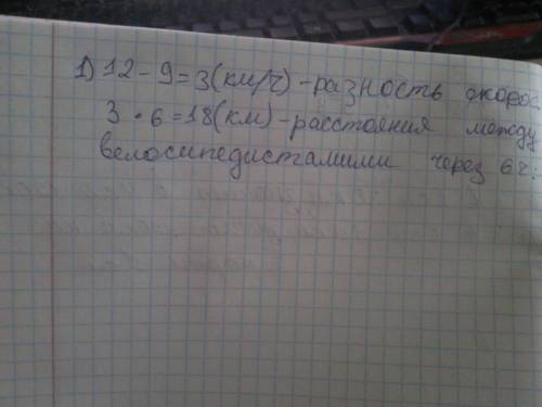 Из одного села в одном направлении одновременно выехали два велосипедиста .один ехал со скоростью 12