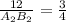 \frac{12}{ A_{2} B_{2}} = \frac{3}{4}