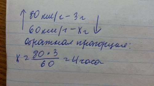 Доброе время суток! решить. некоторое расстояние первый поезд за 3 ч со скоростью 80 км/ч. за скольк