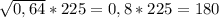 \sqrt{0,64} * 225 = 0,8 * 225 = 180