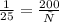 \frac{1}{25}= \frac{200}{у}