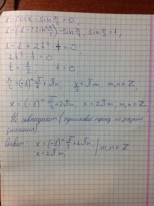 Решить 1)sin4x+cos22x=2 2)cos43/2x-sin43/2=2-1 3)1+cosx-cosx/2=0 4)1-cosx-sinx/2=0