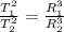 \frac{ T_1^{2} }{T_2^{2}} = \frac{ R_1^{3} }{R_2^{3}}