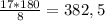 \frac{17*180}{8} =382,5