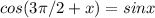 cos(3 \pi /2+x)=sinx