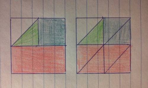 3кл. квадрат 4 см. раздели его на 2 равных прямоугольника и закрась один из них красным цветом. друг
