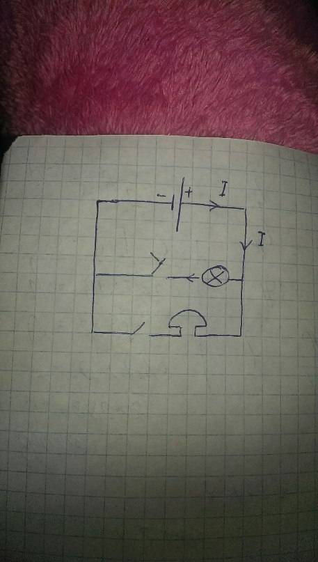 Начертите схему цепи содержащей один гальванический элемент ,электрический звонок и лампочку причем