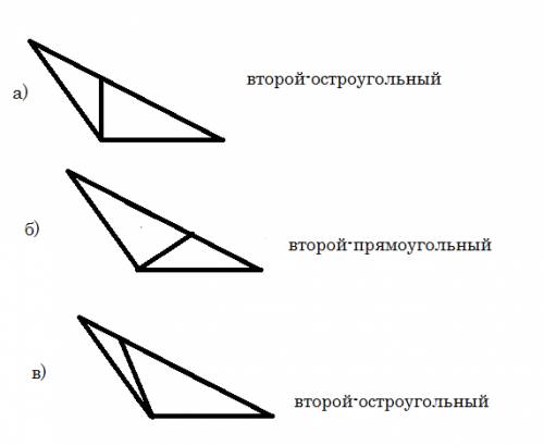 Построй тупоугольный треугольник . можно ли разбить построенный треугольник на два треугольника так