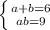 \left \{ {{a+b=6} \atop {ab=9}} \right.