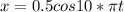 x=0.5cos 10*\pi t