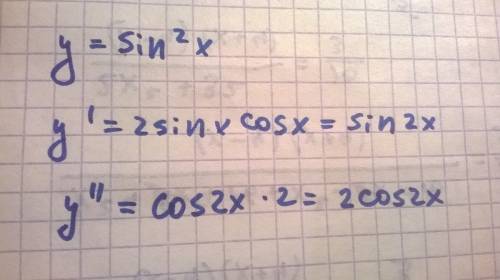 Найти производное второго порядка y=sin^2x