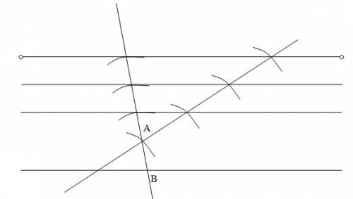 Постройте с циркуля и линейки 3 параллельных прямых к одной прямой