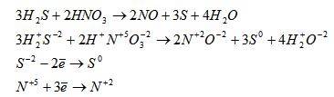 Подберите коэффициент методом электронного : h2s+hno3=s+no+h2o