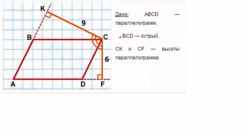 Высоты параллелограмма,опущенные из вершины острого угла,равны 6см и 9см. периметр параллелограмма р