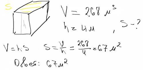 Актовый зал имеет форму прямоугольного параллелепипеда его объем равен 268 кубических метрам а высот
