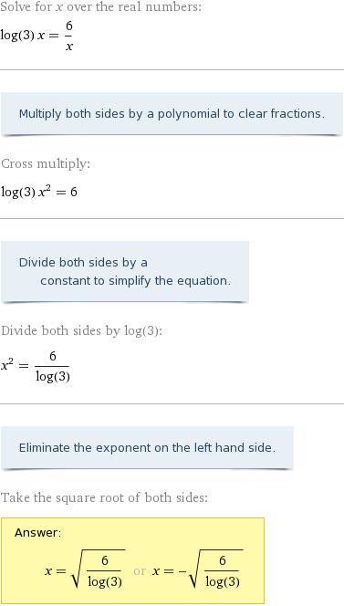 Решить графически уравнение log3 x= 6/x